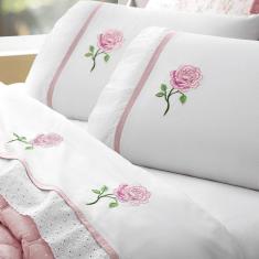 Jogo de Lençol Cama  Queen 04 peças Algodão Percal 180 Fios