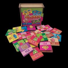 Jogo Da Memória Das Sílabas 30 Pçs Madeira Cx Com Tampa