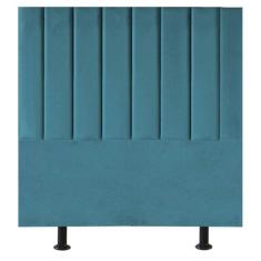 Cabeceira Estofada Cama Box Solteiro 90 Cm Mavie Suede Cor:azul Turquesa