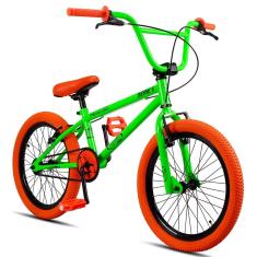 Bicicleta BMX Infantil aro 20 Pro-X Série 5 Verde Pneu Laranja-Unissex