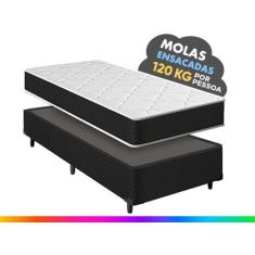 Cama Box Solteiro + Colchão Molas Ensacadas Pergola Europillow 88x188x
