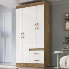 Guarda Roupa Solteiro 4 Portas 2 Gavetas Rosário Doripel, Off White/No