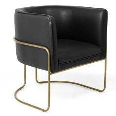 Poltrona Decorativa Fixa Base de Aço Bronze Betina D02 Material Sintét