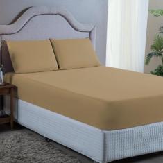 Jogo Lençol Cama Box Casal com Elástico e Fronha 400 Fios 03 Peças  - 