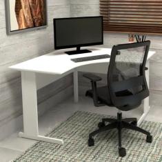 Escrivaninha p/ Escritório em L 120cm x 60cm Pés metal F5 - F5 Office 