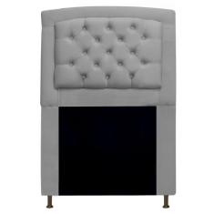 Cabeceira Estofada Geovana 100 cm Solteiro Com Capitonê Suede Cinza - 