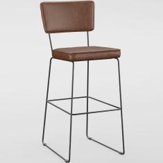 Banqueta Alta Bar Cozinha Sala De Jantar Fixa Allana L02 Couríssimo Marrom - Lyam Decor