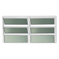 Janela De Aluminio Basculante 2 Seções Plus Vidro Boreal 60cm X 150cm Brimak Branco