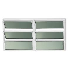 Janela De Aluminio Basculante 2 Seções Plus Vidro Boreal 60cm X 200cm Brimak Branco