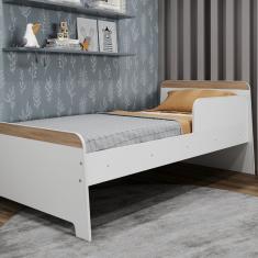 Cama Infantil Com Proteção Lateral Lorenza Movelbras Branco/aveiro
