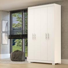Guarda Roupa Solteiro 4 Portas 100% Mdf Papoulas Espresso Móveis Branco