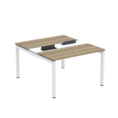 Mesa Plataforma Dupla Com Pé De Aço Para Coworking 110x140-2p Pdc11-14-2p Noce Naturalle-branco