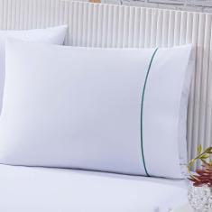 Jogo De Cama Lençol 100% Algodão Percal 150 Fios Casal Gran Moratta 3 Peças - Branco E Verde