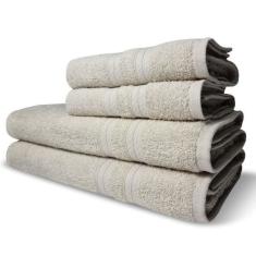 Jogo De Toalhas Itália Soft 4 Pçs - 2 Banho E 2 Rosto 430g-m² 100% Algodão Bege