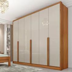 Guarda Roupa Casal 6 Portas 6 Gavetas Fortuna Tcil Cor Cinamomo Off Wh