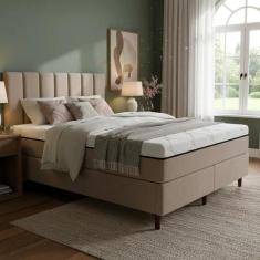 Conjunto Colchão Compact Magnético com Massageador Cama Box e e Cabece