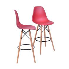 Kit 02 Banquetas Boxbit Dkr Eames Pp Telha Base Madeira