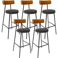 Kit 05 Banquetas Alta Cozinha Sala De Jantar Milão L02 material sintét