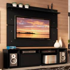 Rack Madesa Cancun e Painel para TV até 65 Polegadas - Preto, Preto