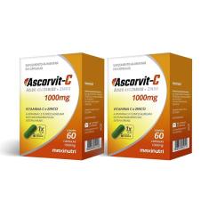 Kit 02 Ascorvit Vitamina C Com Zinco 60 Cápsulas Maxinutri