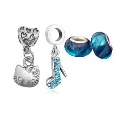 kit 4 berloques Banhado à Prata - Compatíveis com berloques de prata de todas as marcas - infantil e adulta