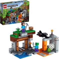 LEGO Minecraft The Abandoned Mine 21166 Zombie Cave Battle Playset com Minecraft Action Figures e a Toy Spider, New 2021 (248 Peças)