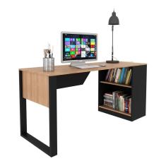 Mesa Para Escritório Com Armário 160cm Multimóveis Cr25264 Amêndoa-preto Amêndoa-preto