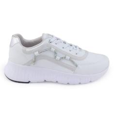 Tênis feminino Via Marte 24-77104 Cadarço strass