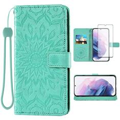 Capa de telefone para Samsung Galaxy S21 Plus Glaxay S21+ 5G Capa carteira com protetor de tela de vidro temperado Slim Flip Cover Suporte para cartão Cell Gaxaly S21+5G S21plus 21S + S 21 21+ G5