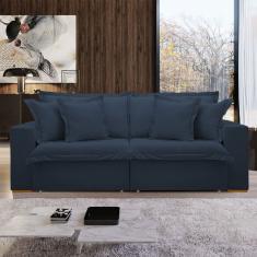 Sofá Cama 3 Lugares Arizona Retrátil 20735 Veludo Azul  - Celflex