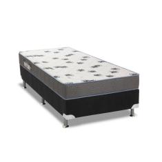Cama Box Solteiro: Colchão Espuma Ortobom D33 Light + Base CRC Courano Black(88x188)