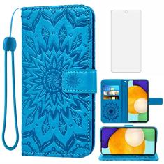 Capa de telefone para Samsung Galaxy A52 5G/4G Capa carteira com protetor de tela de vidro temperado e capa flip fina de couro com suporte para cartão acessórios para celular Glaxay A 52 G5 Gaxaly 52A