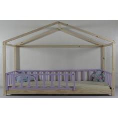 Cama Montessoriana Solteiro Frente Casinha Colorida Madeira Maciça Pin