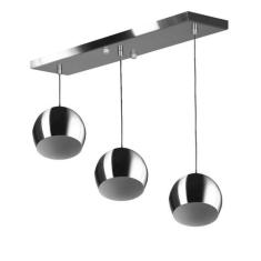 Lustre Pendente Bola Triplo Base Retangular Escovado - MARRYLUZ