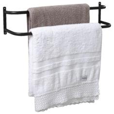 Porta Toalhas Toalheiro Duplo P/ Porta ou Parede Preto 48cm - MetalCro