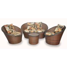 Conjunto de Sofá Fibra Sintética Bola - 1 Sofá 2 L + 2 Poltronas + 1 M