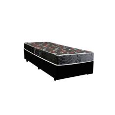 Cama Box Solteiro Colchão Espuma D23 Oriental Preto Ducci + Box Sintét