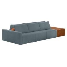 Sofá Ilha 3 Lugares Living 342cm Modulado Para Sala Lary Bouclê K01 - D`rossi Cor Azul