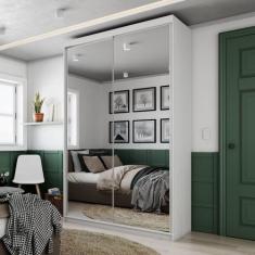 Guarda Roupa Solteiro Com Espelho 2 Portas Em Perfect Lugano - RR Móve