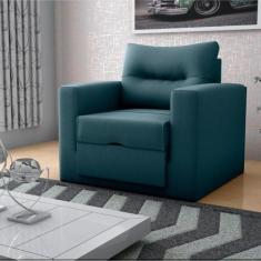 Sofá Cama 1 Lugar Italo Suede Petróleo - CasaH