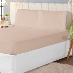 Jogo De Lençol Casal Padrão 3 Peças Paris 100% Algodão Percal 150 Fios Cáqui