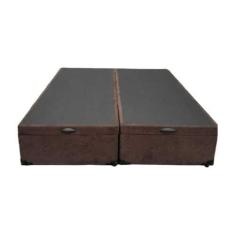 Cama Box Baú Casal Bipartido Blindado Suede Marrom