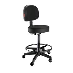 Cadeira mocho caixa alta com rodinhas corano Preto