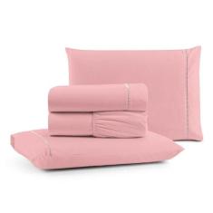 Jogo De Lençol Luiza King 4 Pçs 100% Algodão Percal 180 Fios Ponto Pal