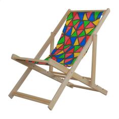 Espreguiçadeira Preguiçosa Dobrável sem Braço em Madeira Maciça