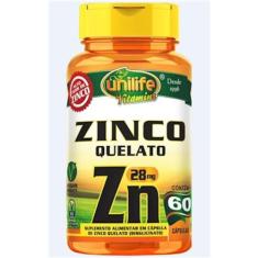 Zinco Quelato Zn 60 Cápsulas De 600Mg - Unilife
