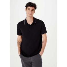 Camisa Polo Básica Masculina Manga Curta Em Piquet - Preto XG-Masculino