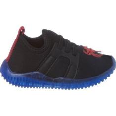 Tênis Infantil Masculino Pé com Pé Com Luzinha Led Aranha Super Herói Menino-Masculino