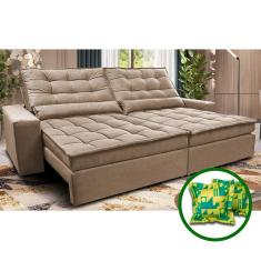 Sofá Retrátil e Reclinável 2,32m Molas Ensacadas Cama inBox Catar. Velusoft