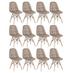 Loft7, Kit - 12 x cadeiras Eames Botonê - Nude - Base de madeira clara